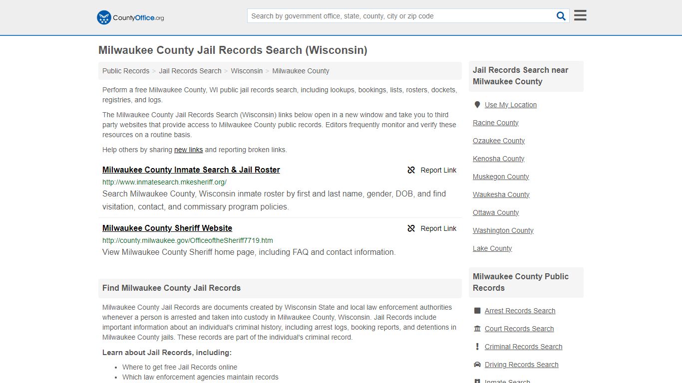 Milwaukee County Jail Records Search (Wisconsin) - County Office