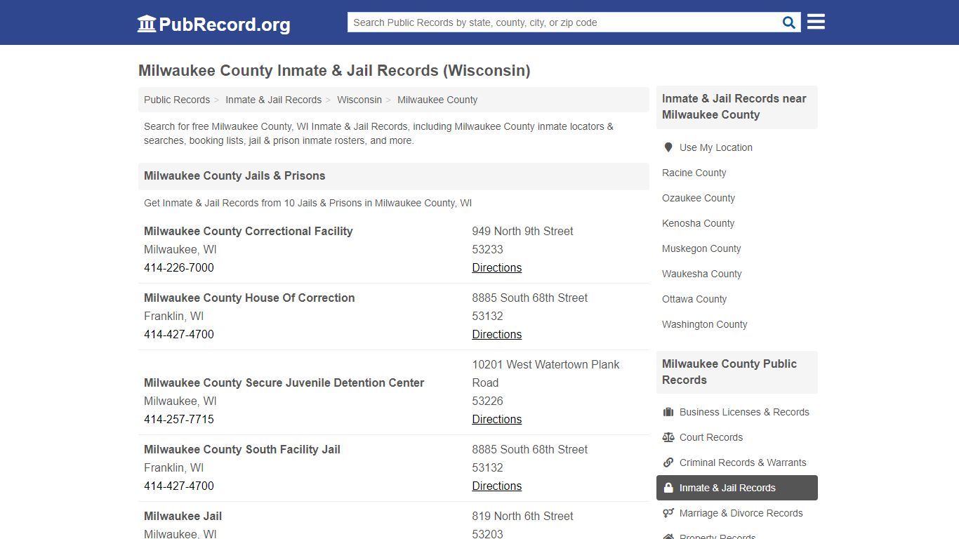 Milwaukee County Inmate & Jail Records (Wisconsin)